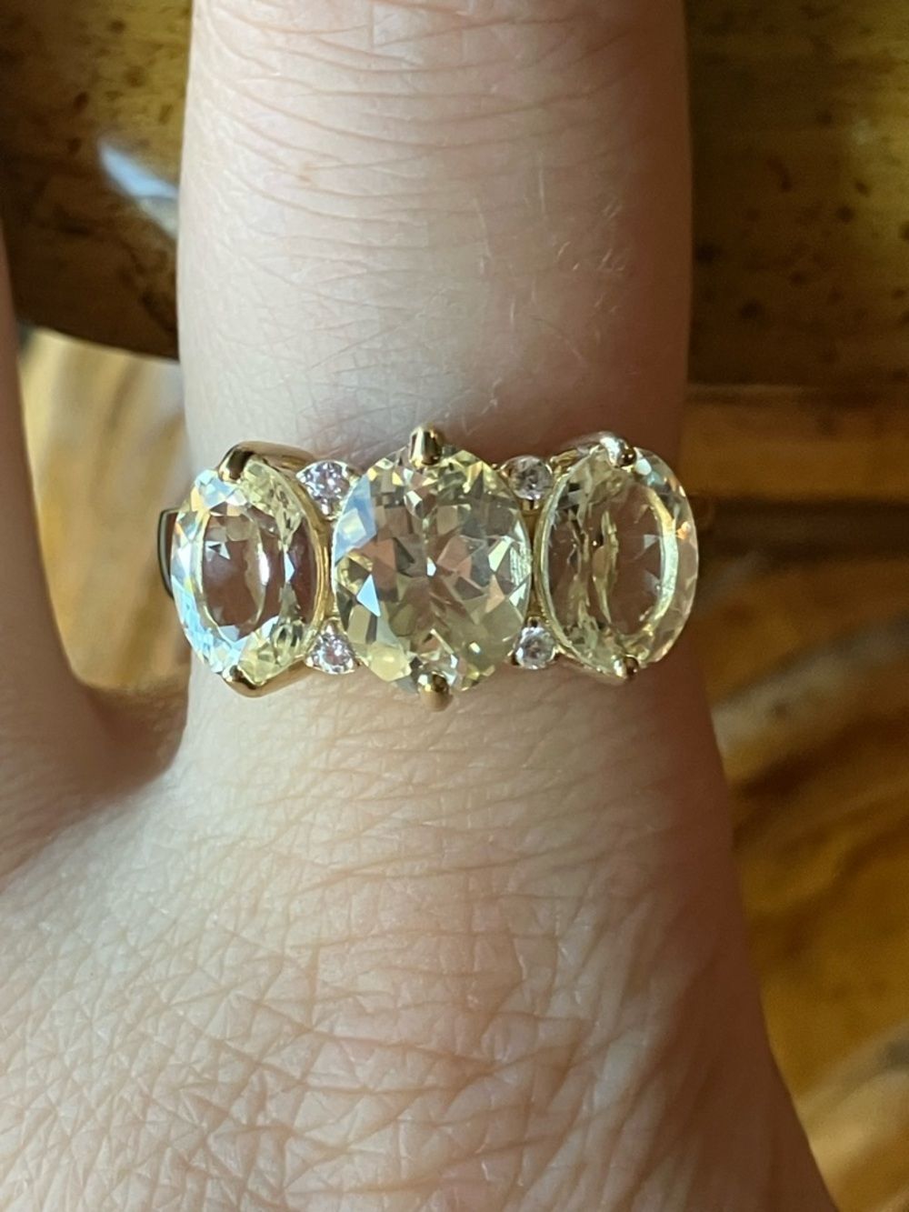 Natural Yellow Labradorite Sterling Silver Ring Size 9